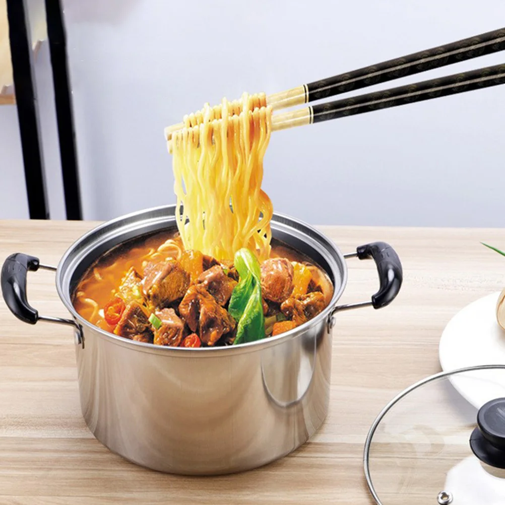 

Household Cooking Pot Stainless Steel Stock Pot with Lid Ideal for Soup Noodle Stir Fry Induction Friendly Kitchen Cookware