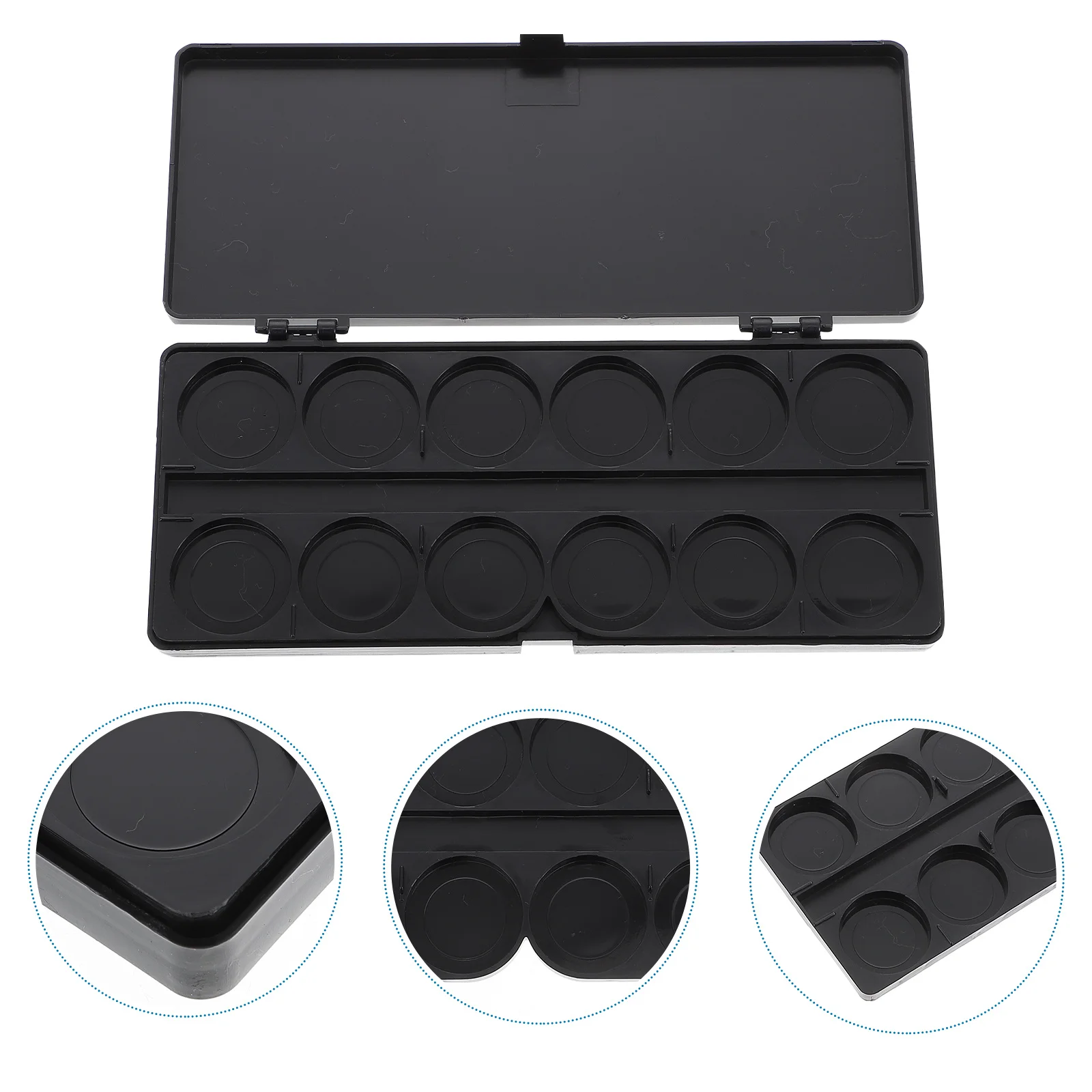 صندوق طلاء بآبار متعددة من البلاستيك السميك المصبوب، متين وسهل التنظيف، غطاء صلب يحافظ على الطلاء الأيام الرطبة والألوان المائية والغواش والأكريليك