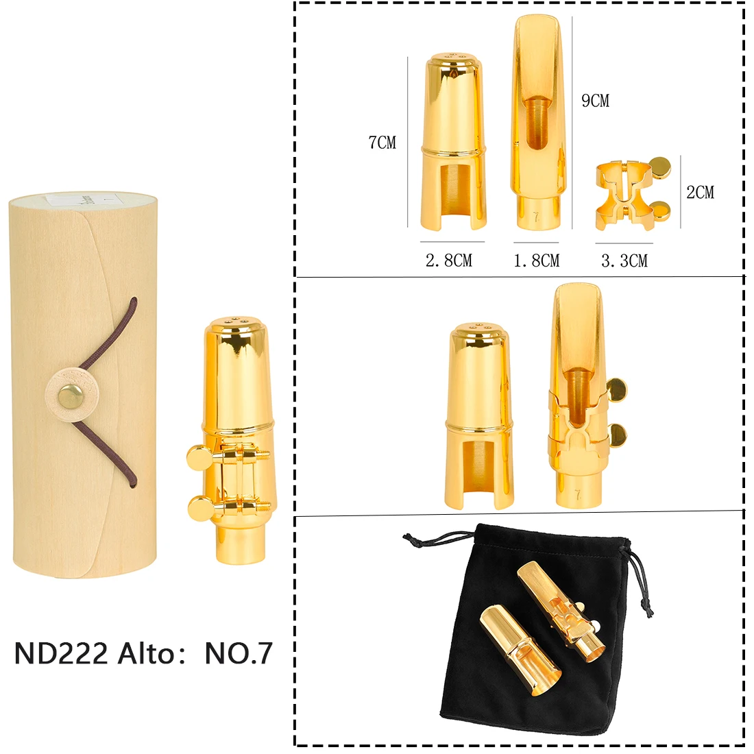 

SLADE Saxophone Mouthpiece with Cap Gold Plated Metal Mouthpiece for Saxophone Professionals and Beginners with Mouthpiece Pads