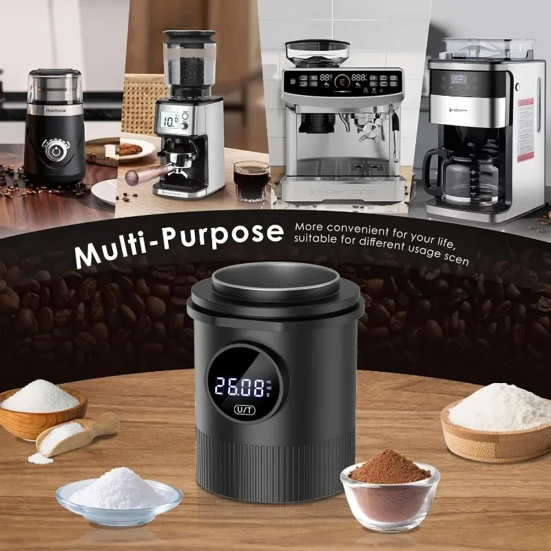 Coffee Scale Cup Electronic Powder Dosing Cup Fits 58mm Portafilters Rechargeable Espresso Scale with LED Display Kitchen Use