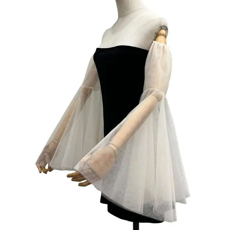 39BD Atmungsaktive, ausgestellte Armstulpen für Hochzeitskleider und besondere Anlässe – Detail 3