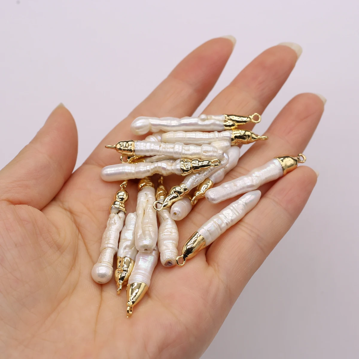 36x6mm Cylindrical Pearl Pendant Baroque Natural Freshwater Pearls Charms for Jewelry Making DIY Necklace Earrings Accessories