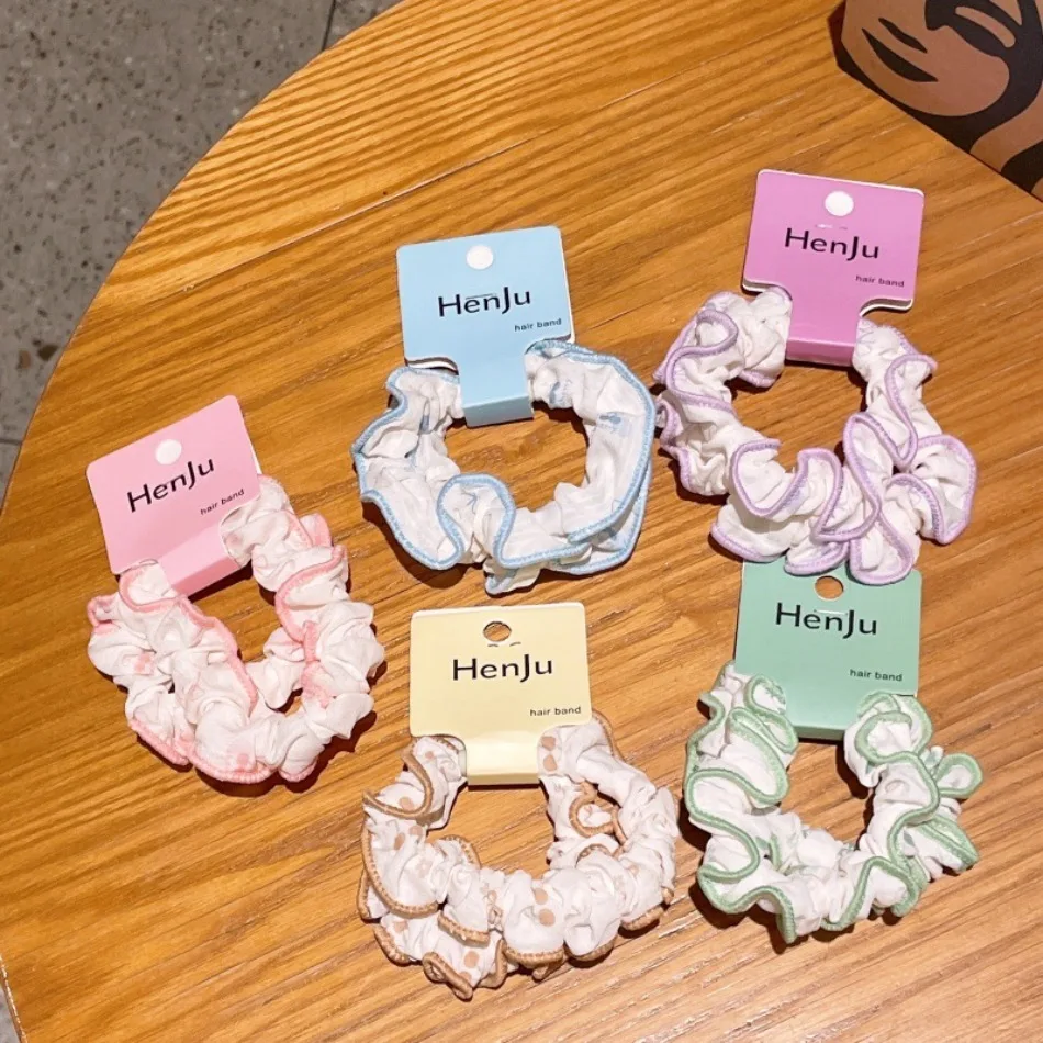 

10 шт., детская повязка для волос из ткани с цветочным принтом для девочек, милые универсальные резинки для волос, детские кружевные маленькие шариковые головки, веревочные завязки ZX07