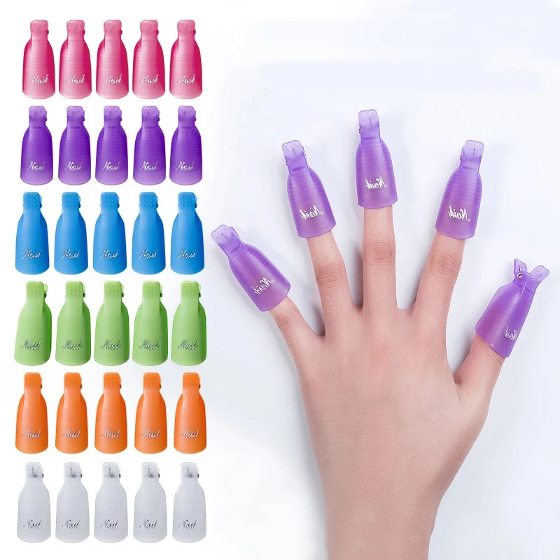 10 Pcs/Bag Colorfulful Acrylic Manicure Art Dipped Cap Clip Nail Cleaning Manicure Uv Gel Nail Polish Dipped Wrapping