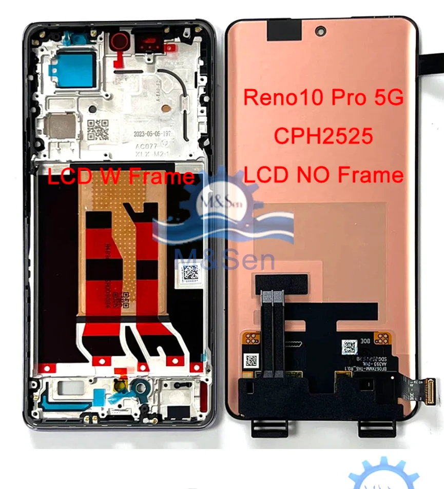 Original AMOLED For Oppo Reno 10 Pro CPH2525/PHV110 LCD Display Display+Touch Frame For Reno 10 5G CPH2531/10 China PHW110