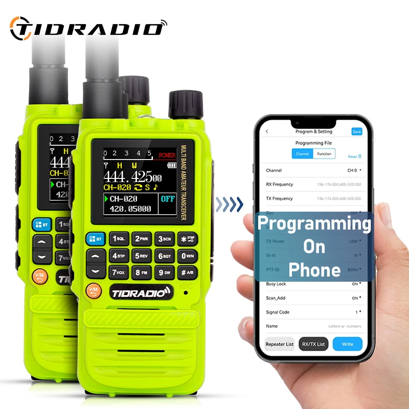 TIDRADIO 2PCS H3 Long Range Walkie Talkie Wireless Programming Air Band Long Range Two Way Radio Portable Set HAM GMRS