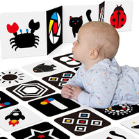 Montessori Baby Visual Stimulation Card Black White High Contrast Flash Cards for Kids Educational Sensory Book Baby Flashcards