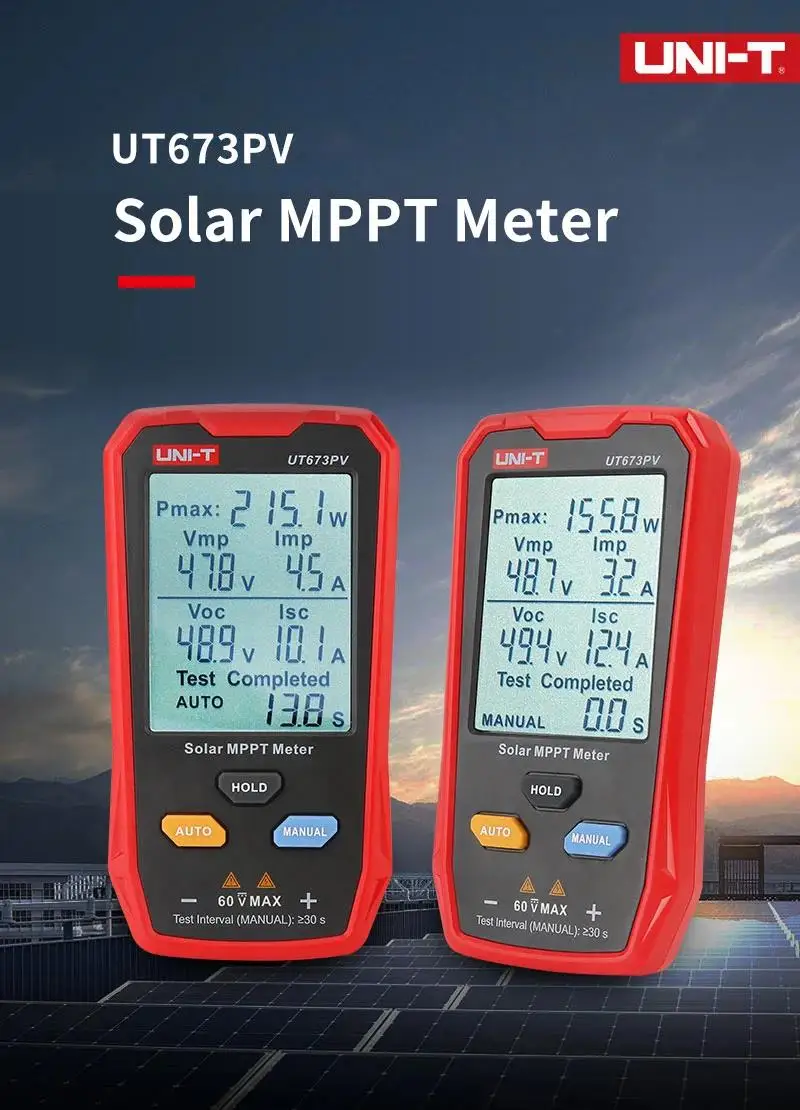 UNI-T UT673PV inseguitore solare fotovoltaico Tester di massima potenza pannelli fotovoltaici Tracker Pmax Vmp Lmp Voc Lsc Multi Tester