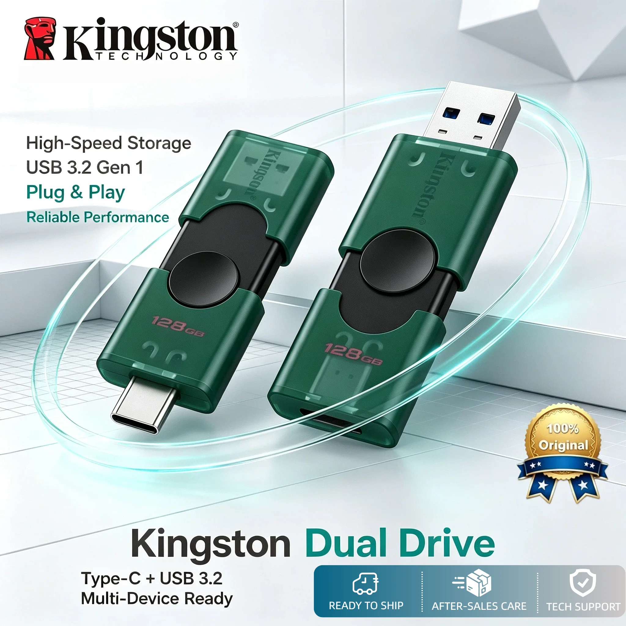 Kingston DTDEG2 256GB 128GB USB 3.2 Dual Type C A OTG Flash Drive for iPhone 15 16 Original U Disk Memory Stick Pro