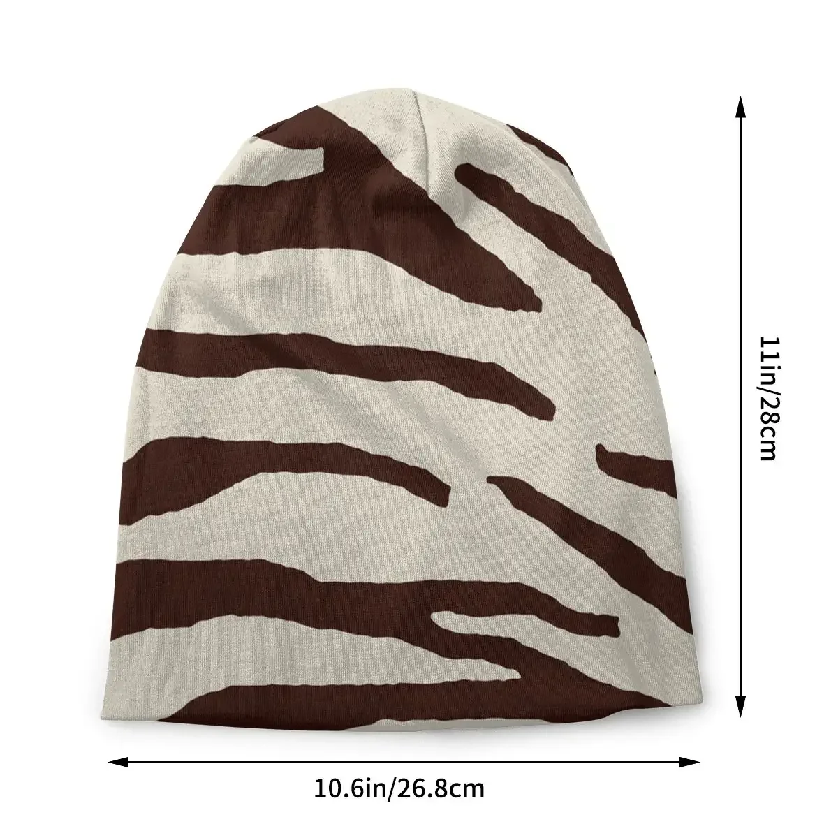 Brown Zebra Animal Pattern Cap Vintage Autumn Winter Ski Skullies Beanies Hats Spring Warm Dual-use Bonnet Knitted Hat