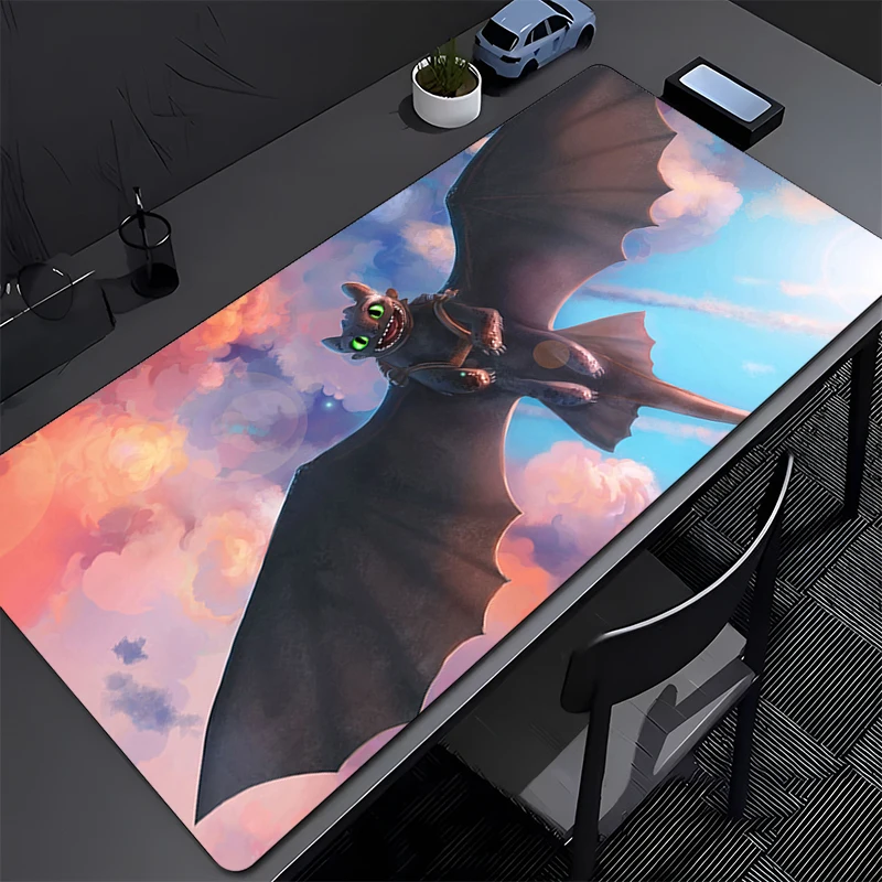 

Mouse Pad Non-slip Gaming Cute Mousepad Gamer E-Sports T-toothless Mouse Mat Game Mechanical Keyboard Pad Black Dragon Desk Mat