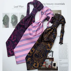 Paisley Neckties for Men Cravat Ascot Self Gentleman Polyester Neck Tie Cravat Accessories Bowknot No Lazy Hong Kong Tie
