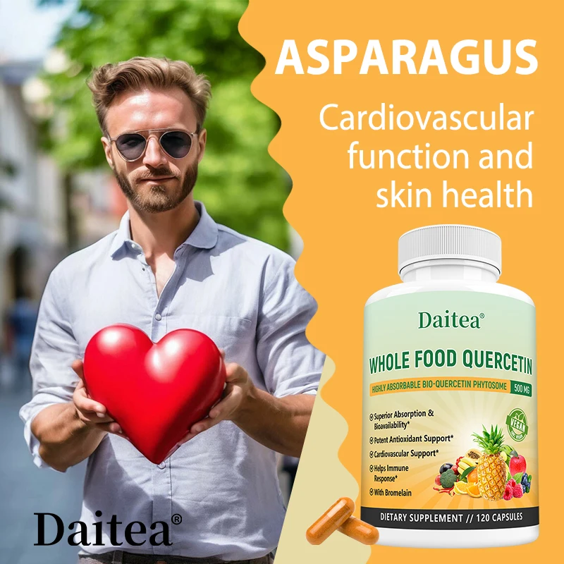 Quercetin Capsules, with Bromelain & Apple, Antioxidant Supplement, Support Immune, Cardiovascular & Respiratory Health