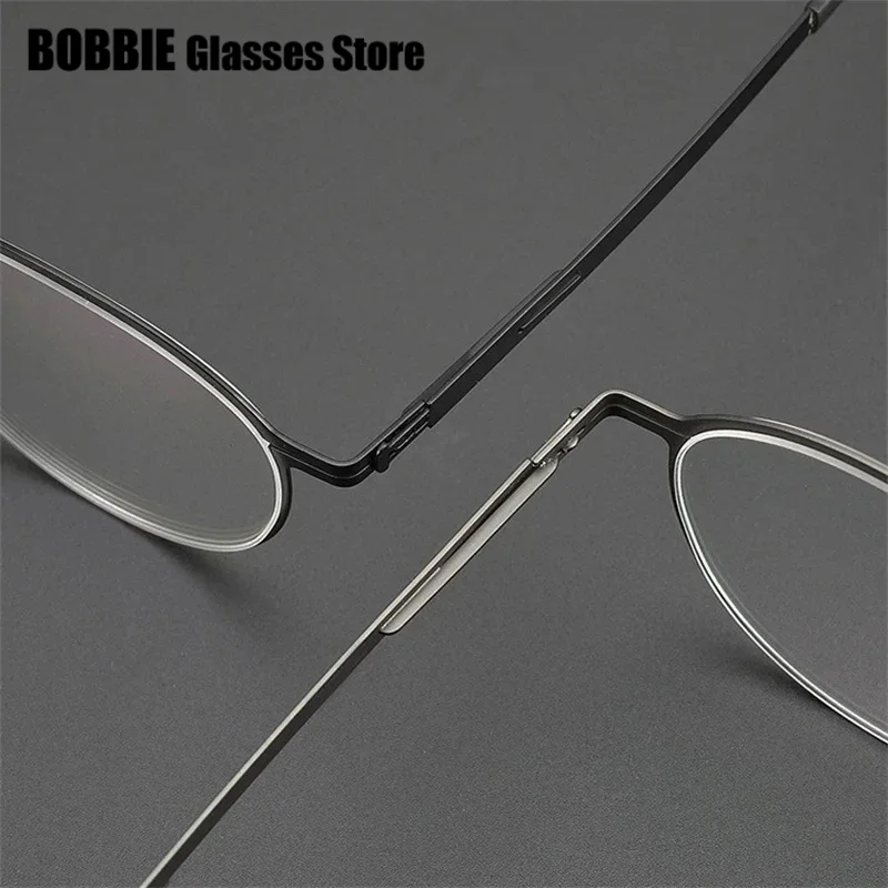 Fill Extra Glasses Men Super Thin Medical Aviation Stainless Steel Retro Round Eyeglasses Women Spectacle Frame