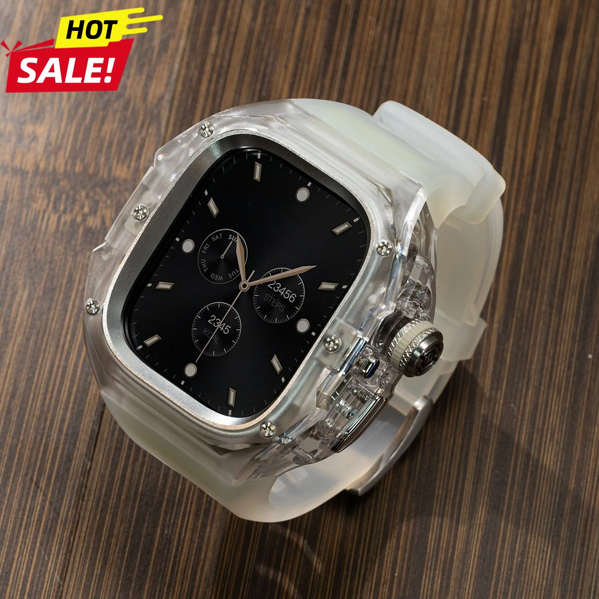 

Luxury Transparent Case Mod Kit for Apple Watch Ultra 3 49mm Rubber Silicone Band for iWatch Ultra Ultra2 49MM Modification