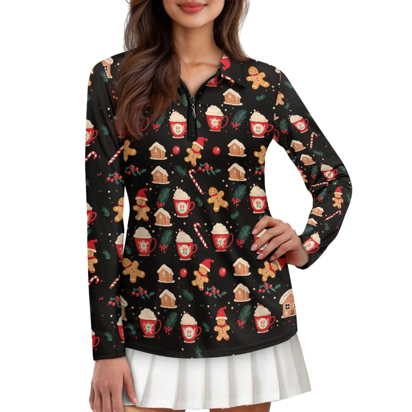 PENSTROLL Gingerbread Man Womens Athletic Golf Hiking Shirts Golf Shirts Pullover for Women for Fitness