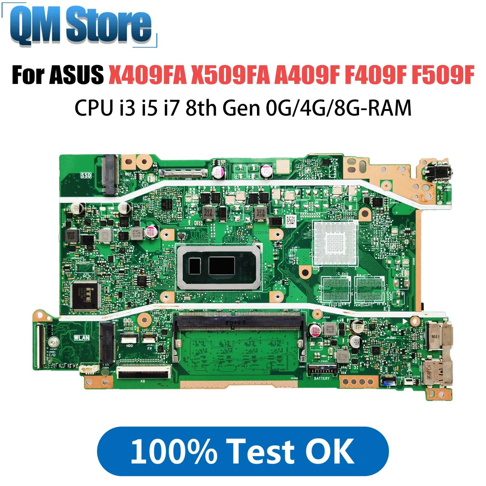 

X409FA Mainboard For ASUS X509FA A409F F409F F509F A509F Laptop Motherboard CPU i3 i5 i7 8th Gen 0G/4G/8G-RAM