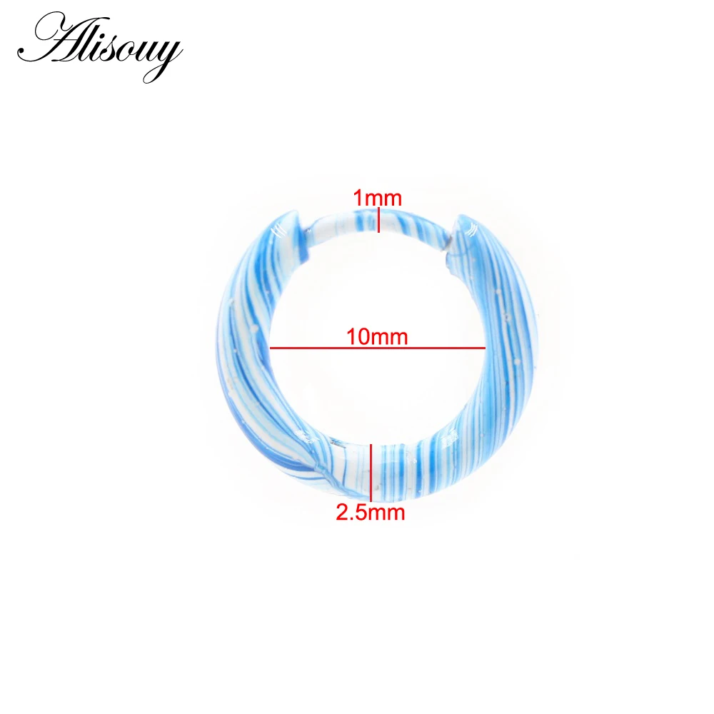Alisouy 2PCS Baking Paint Stainless Steel Punk Women Men Circle Round Ear Buckle Clip Hoop Loop Earrings Helix Piercing Jewelry