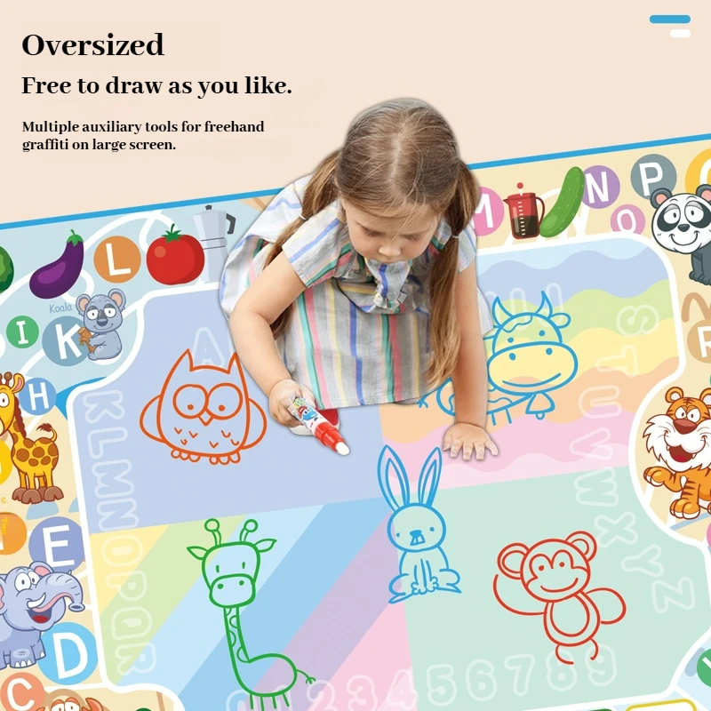 80x60CM Magic Water Drawing Mat Coloring Doodle With Reusable Magic Pens Montessori Painting Board Educational Toys Kids Gifts