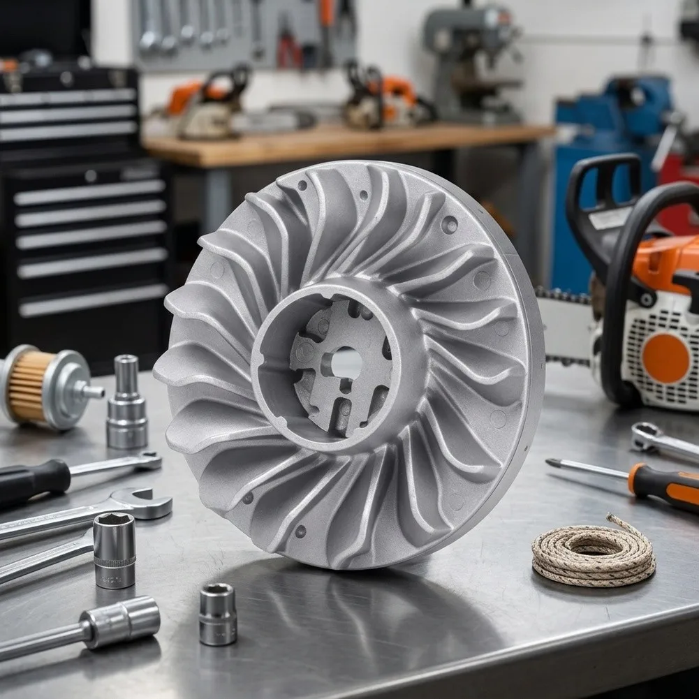 MS361 and MS341 Compatible Flywheel Rotor Supporting Standard Crankshaft Engagement and Magnetic Trigger Alignment