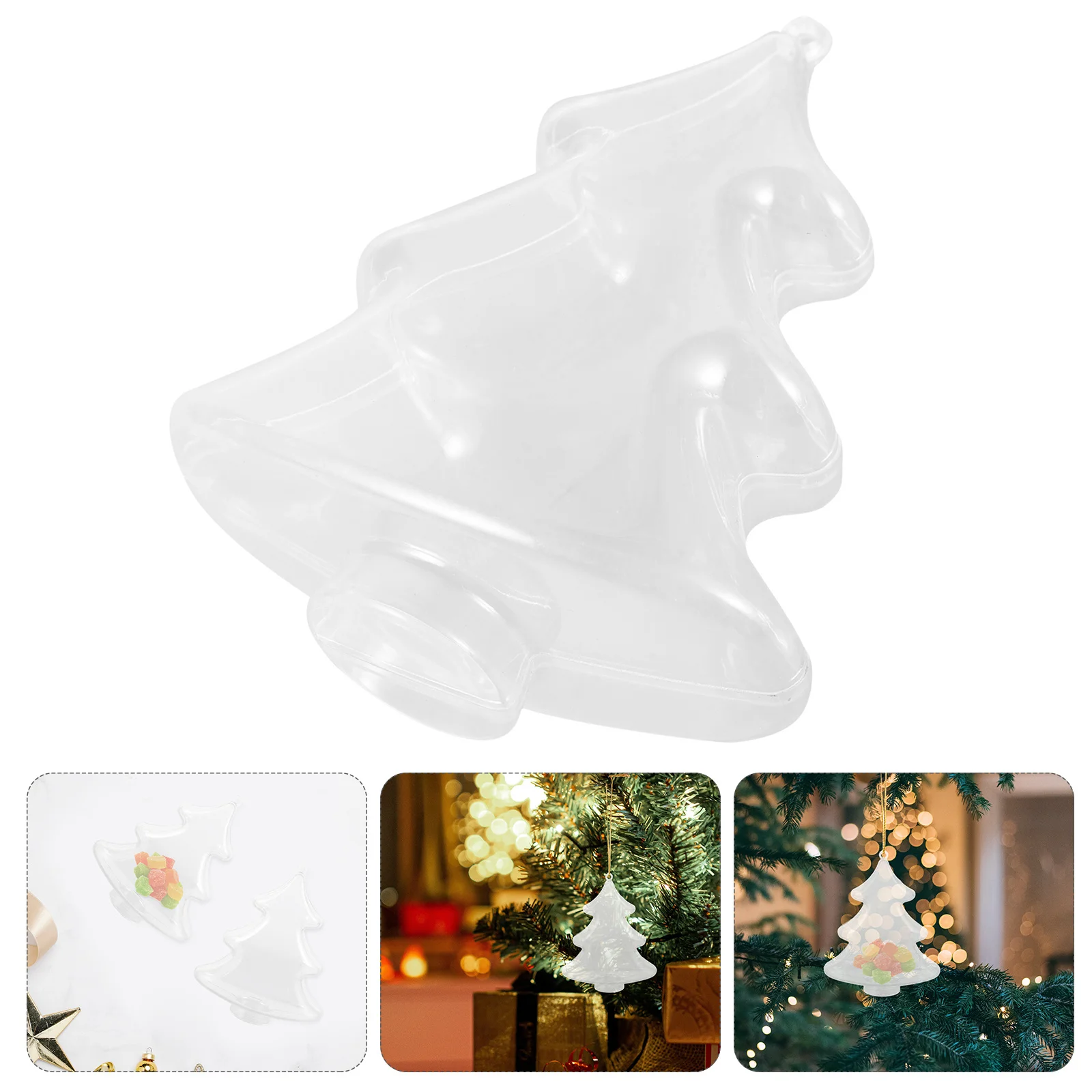 

6Pcs Transparent Christmas Tree Candy Boxes Plastic Gift Boxes Party Favor Holder for Holiday Decor Christmas Plastic Candy Box