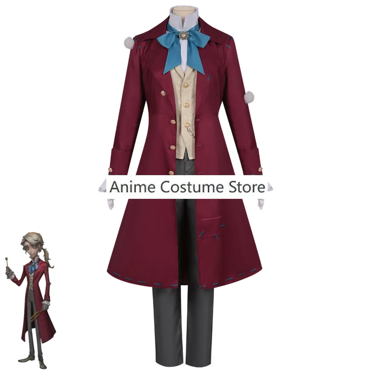 Game Identity Ⅴ Frederick Kreiburg Composer Cosplay Costume Music Banquet Survivors Swallowtail Coat Uniform Wig Man Party Suit