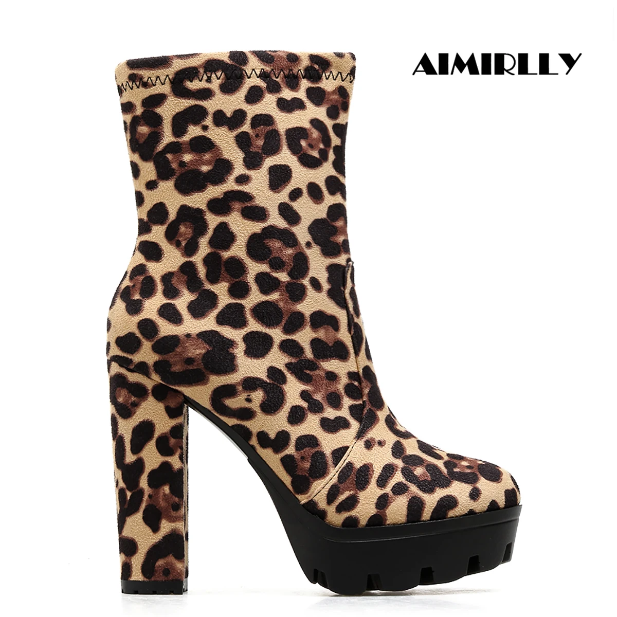 

Женские ботильоны с леопардовым принтом, ботильоны на платформе с круглым носком и высоким каблуком, осенне-зимняя женская удобная уличная обувь
