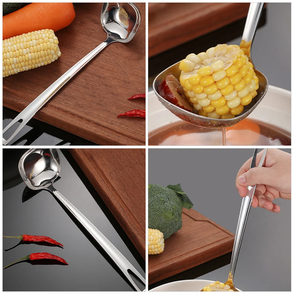 الفولاذ المقاوم للصدأ مربع مغرفة حساء المطبخ تخدم مصفاة الطبخ مرق صلصة فطيرة سلطة خلع الملابس أواني الفلفل الحار تعليب