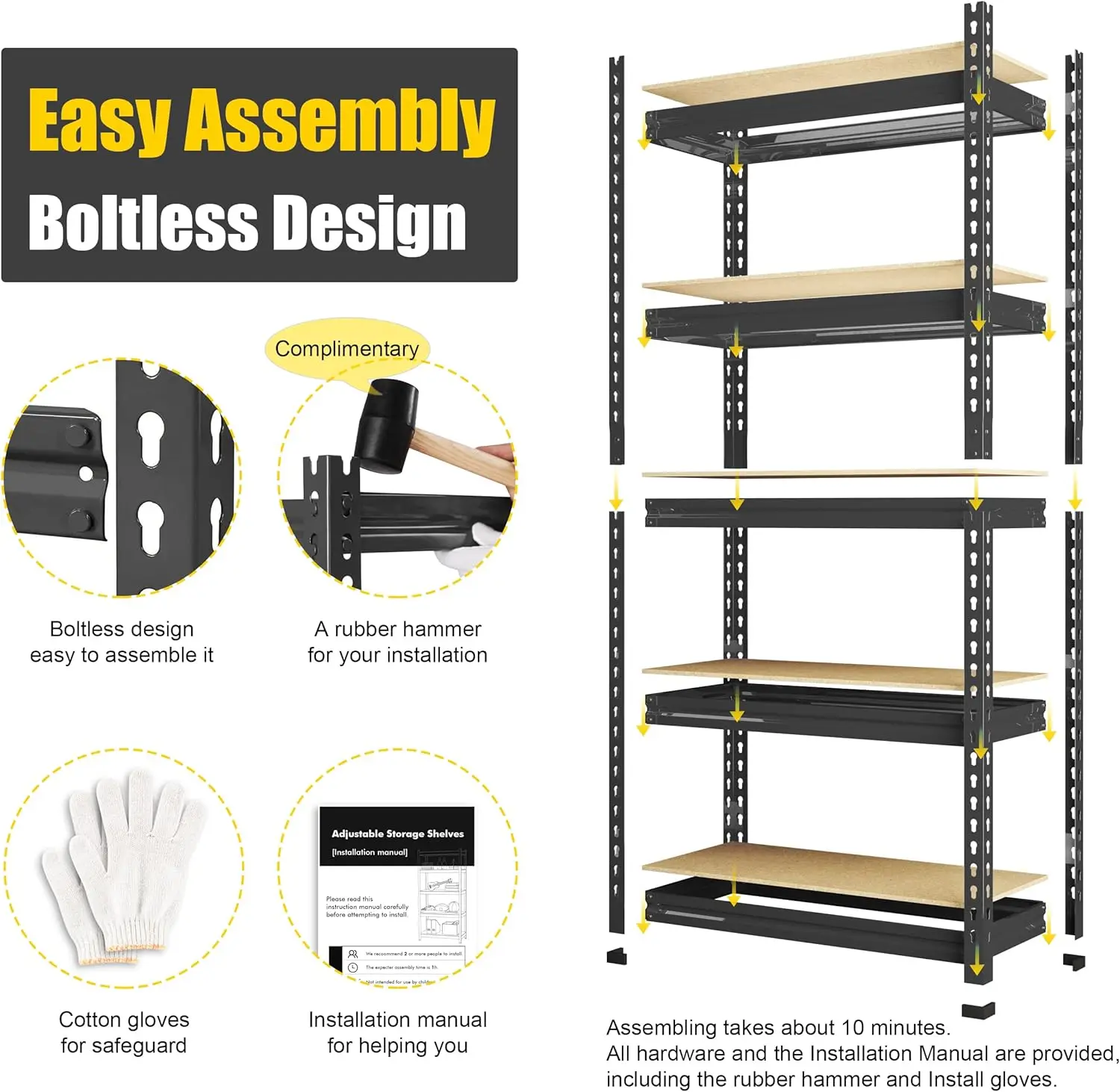 Imagem -04 - Prateleiras de Armazenamento de Metal Ajustável Utility Rack Prateleira Unidade para Armazém Despensa Armazenamento de Garagem Heavy Duty Tiers