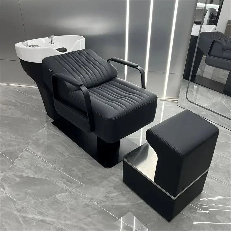 High-end shampoo barber shop special semi-lying flush with water heater integrated hair shampoo Thai