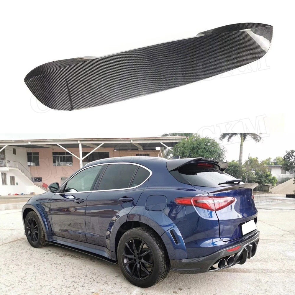 Carbon Fiber For Alfa Romeo Stelvio Spoiler 2017 2018 2019 Rear Roof Spoiler FRP Back Window Wings Tail Cover Car Styling Body