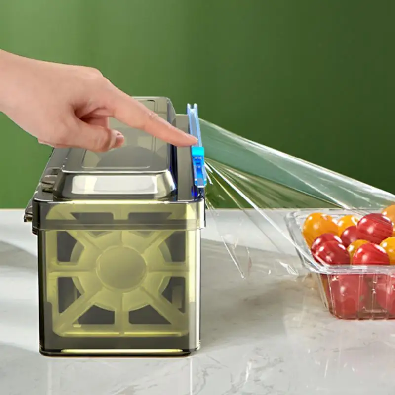 Plastic Cling Wrap Dispensers Refillable Kitchen Wrap Cutting Box With Slider Cutter For Aluminum Foil Wax Paper Cutting Box