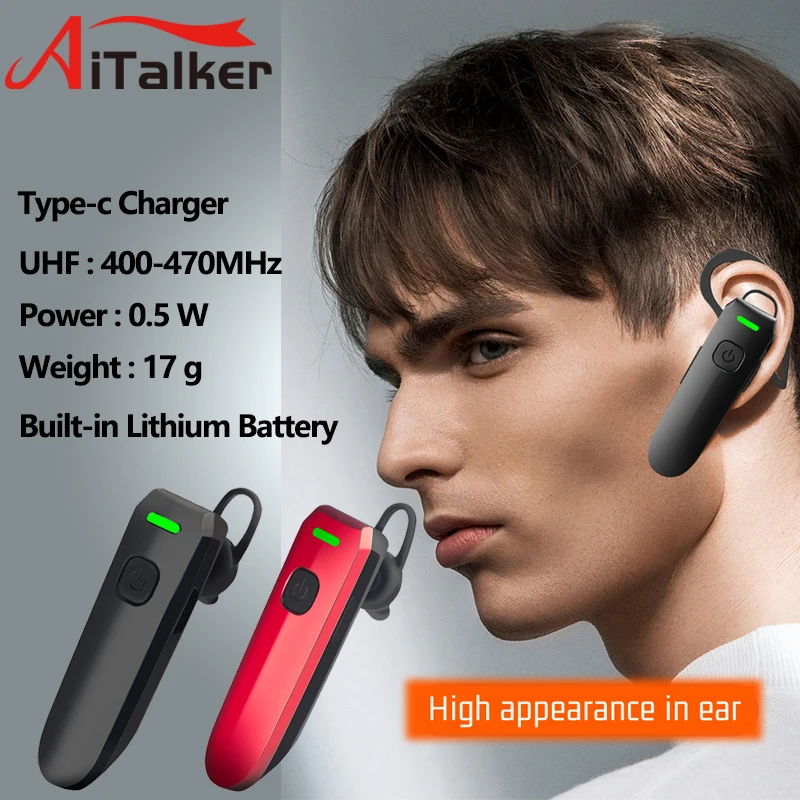 Business type Wireless Earhook Mini Walkie Talkie Intercome Bluetooth PMR FRS Bluetooth-compatible Headset Two Way Radio