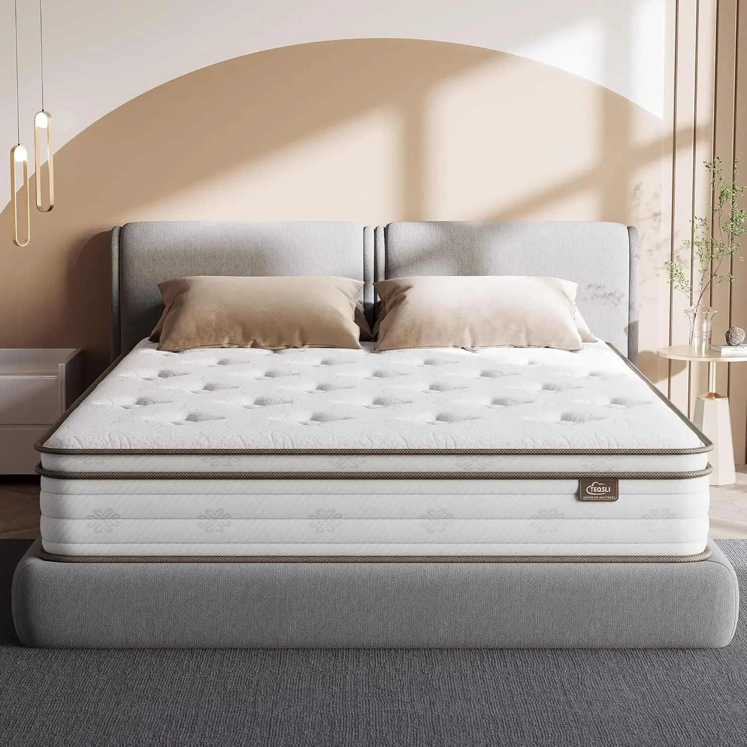 Twin Mattress 10 Inch Sleep Cooler Eggshell Memory Foam and 7 Zone Pocket Innerspring Hybrid Mattress Medium Firm Twin