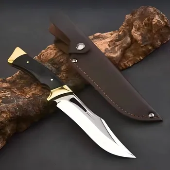 סכין חיתוך חדשה לחוץ 2024 בעלת קשיחות גבוהה, EDC נוחה עם כיסוי, להב קבוע, סכין דביקה חדה