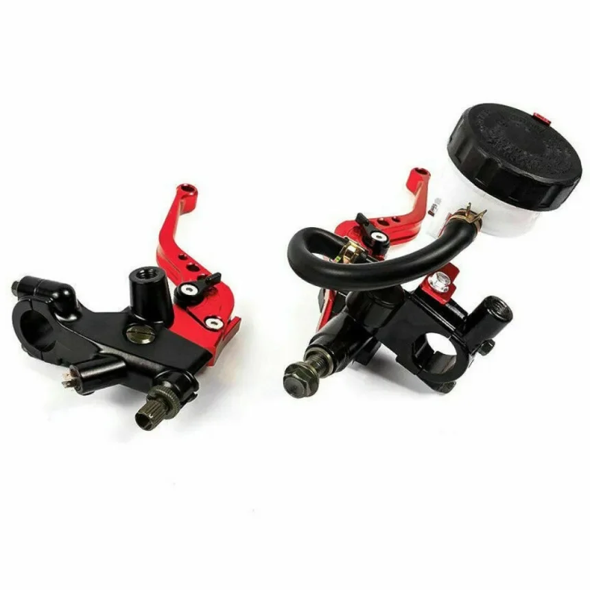 2PCS 22mm CNC Motorcycle Clutch Brake Master Cylinder Reservoir Levers Kit Fluid Reservoir Set Red