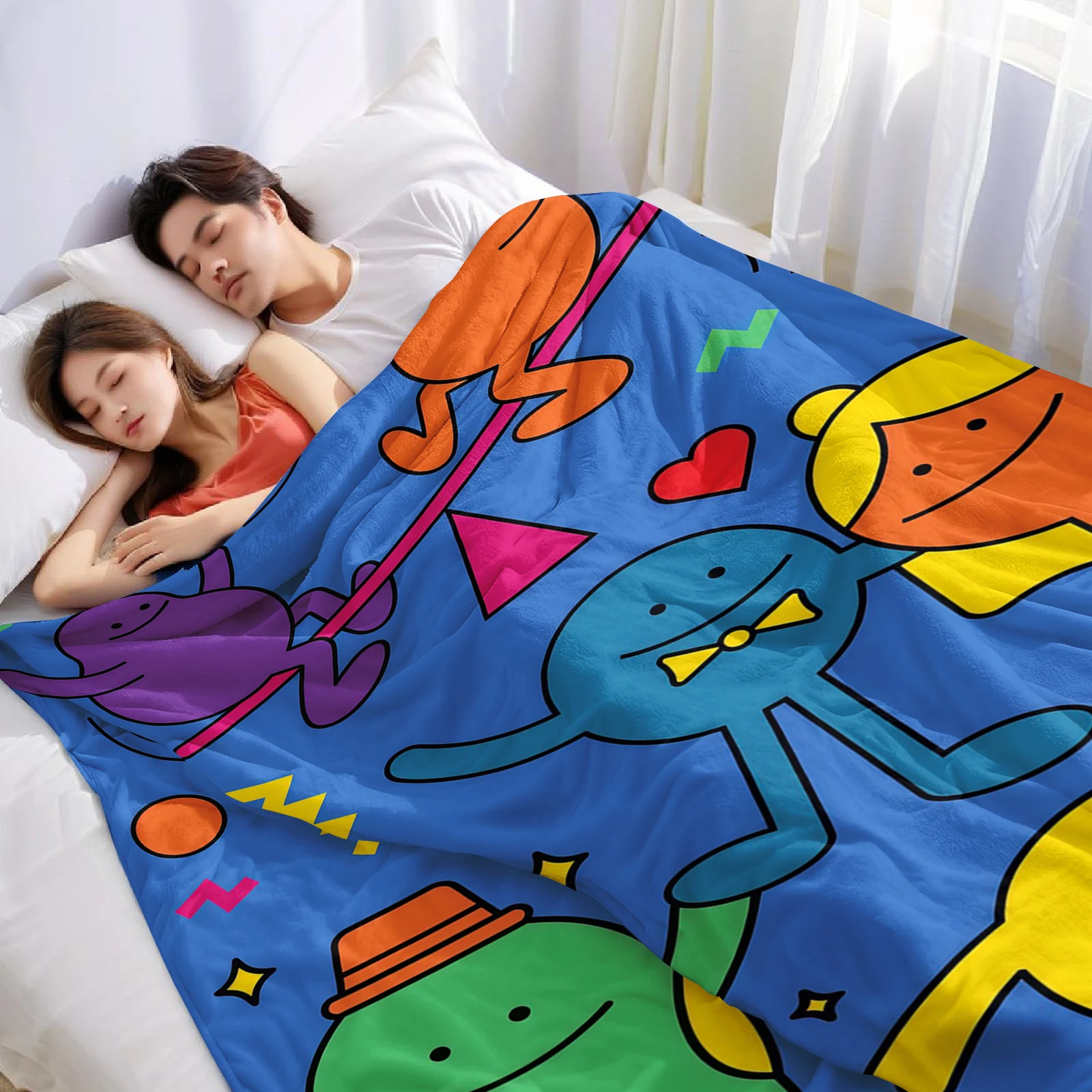 Rainbow Cartoon Buddy Ultra Soft Sherpa Fleece Blanket Fluffy Warm Halloween Cozy Throw for Sofa Couch Bedroom Gift All season
