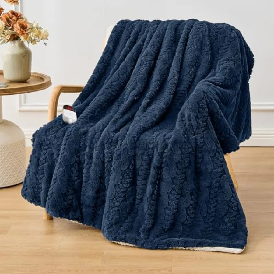 

Electric Heated Throw Blanket - Jacquard Shaggy Sherpa 50"x60" Fast Heating Bed Blankets with 6 Heating Levels and 4 Hours Auto