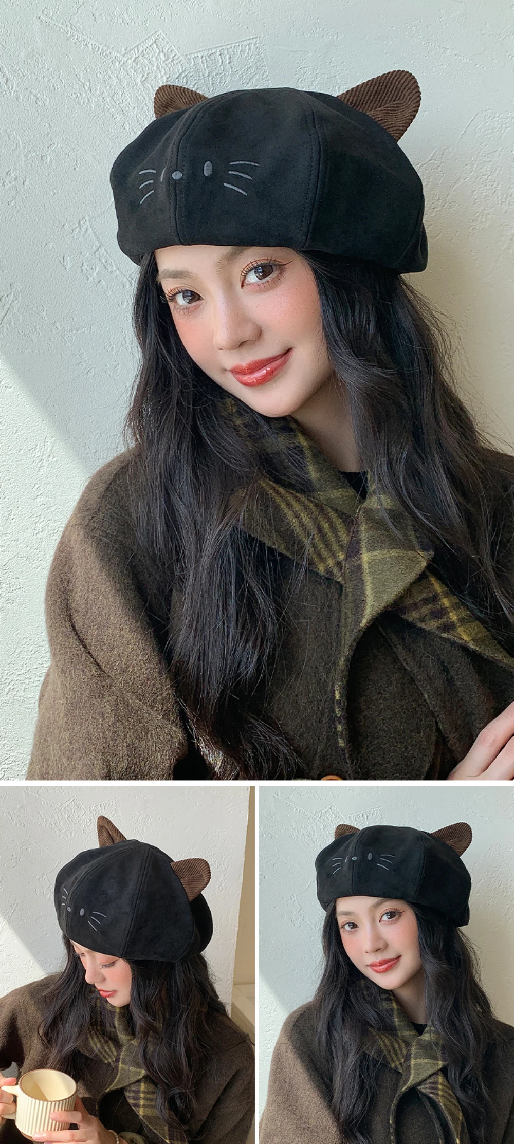 HT5151 Damen-Baskenmützen 2026 Neue Frühlings- und Herbst-Baskenmütze für Damen mit niedlichen Ohren, achteckige Newsboy-Kappe, weiblicher koreanischer Stil, Künstler- und Malermütze – Detail 4