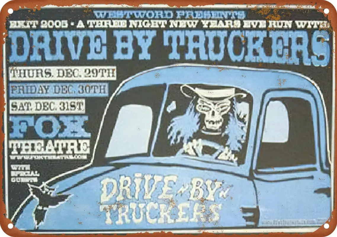 Drive By Truckers Boulder 2005 Music Poster Vintage Metal Tin Sign Aluminum Sign Art Wall Decor 12 X 8 Inch Bedroom Kitchen Cafe