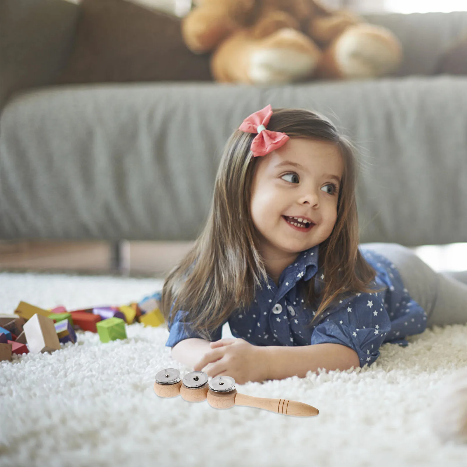 Holz-Glöckchen-Set für Kinder, Handgehaltenes Percussion-Musikinstrument, Glattes und Sicheres Design, Musikalisches Lernspielzeug für Babys