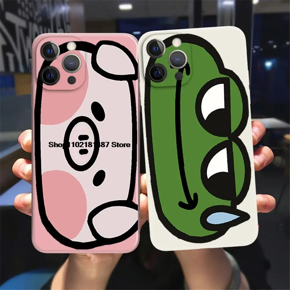 

Fashion Cute Catoon Pig Phone Case For iPhone 14 13 12 11 Pro Max Mini XS X XR 7 8 14 Plus Couple Frog Soft Silicone bumper Case