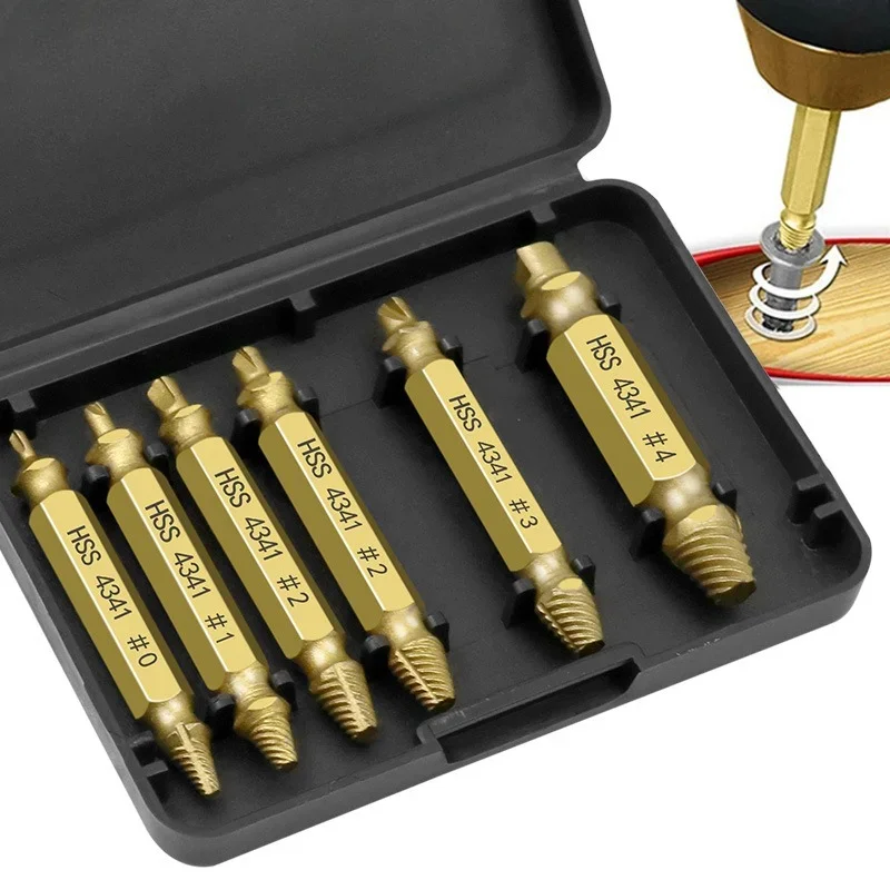 

Damaged Screw Extractor Broken Bolt Stripped Set Double Head Tool Easy Out Removal Disassemble Stud Slip Teeth Demolish Remover