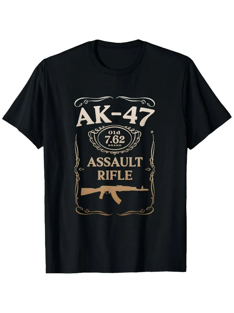 AK-47 Assault Rifle Graphic-Vintage Soviet Firearms design-100% cotton summer short sleeve O-neck casual printed men's T-shirt.