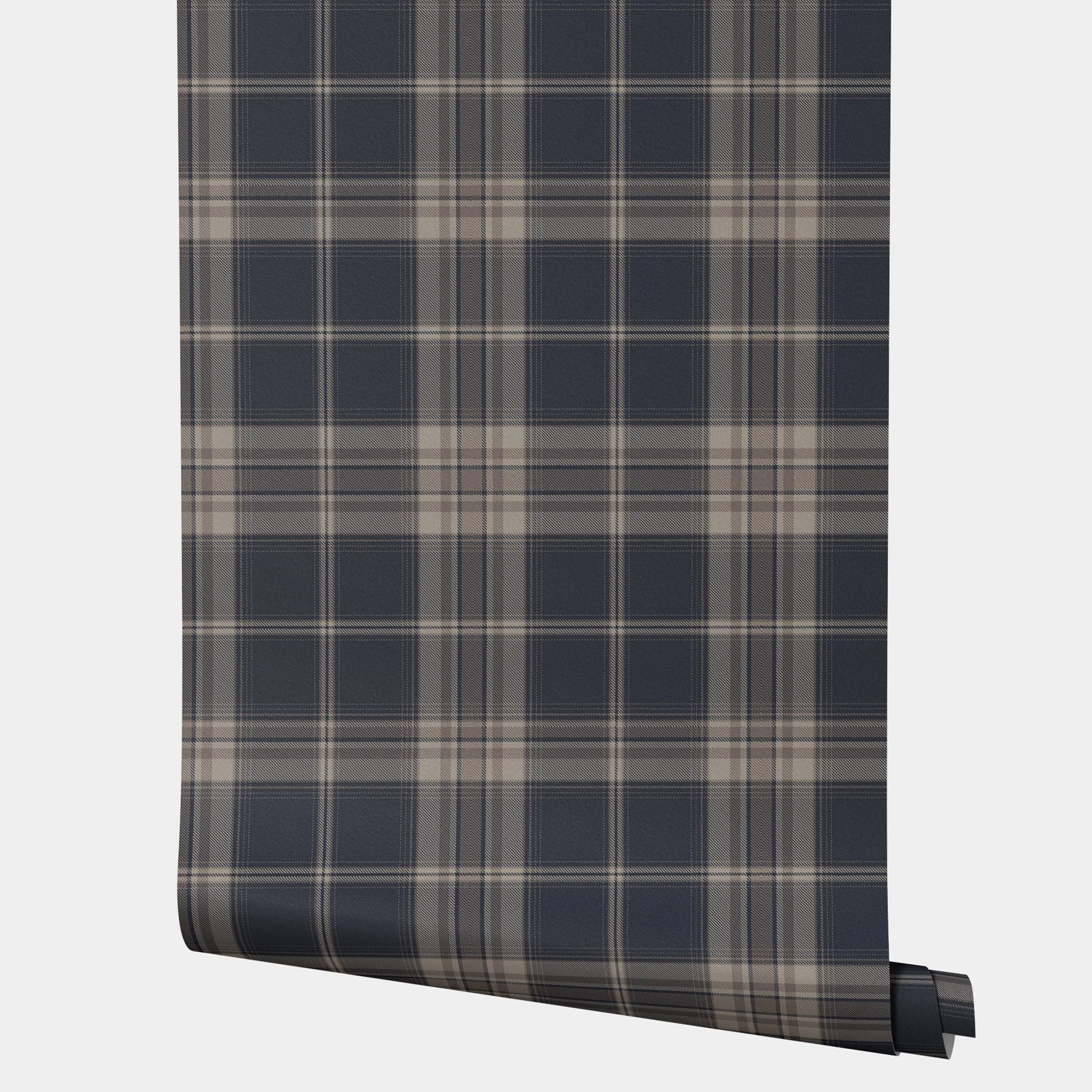 Tradycyjna tapeta ścienna w kratę, ciemnoniebieska tapeta w kratę z beżowymi akcentami, samoprzylepna tapeta ścienna do łazienki, 50 cm * 300 cm