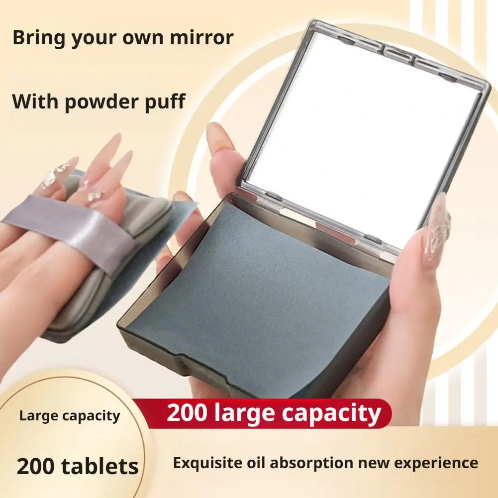 Kertas Penyerap Minyak Wajah Arang Bambu Kotak Penyimpanan Cermin Penyerap Minyak Wajah Portabel Kertas Penyerap Minyak Wajah yang Menyegarkan