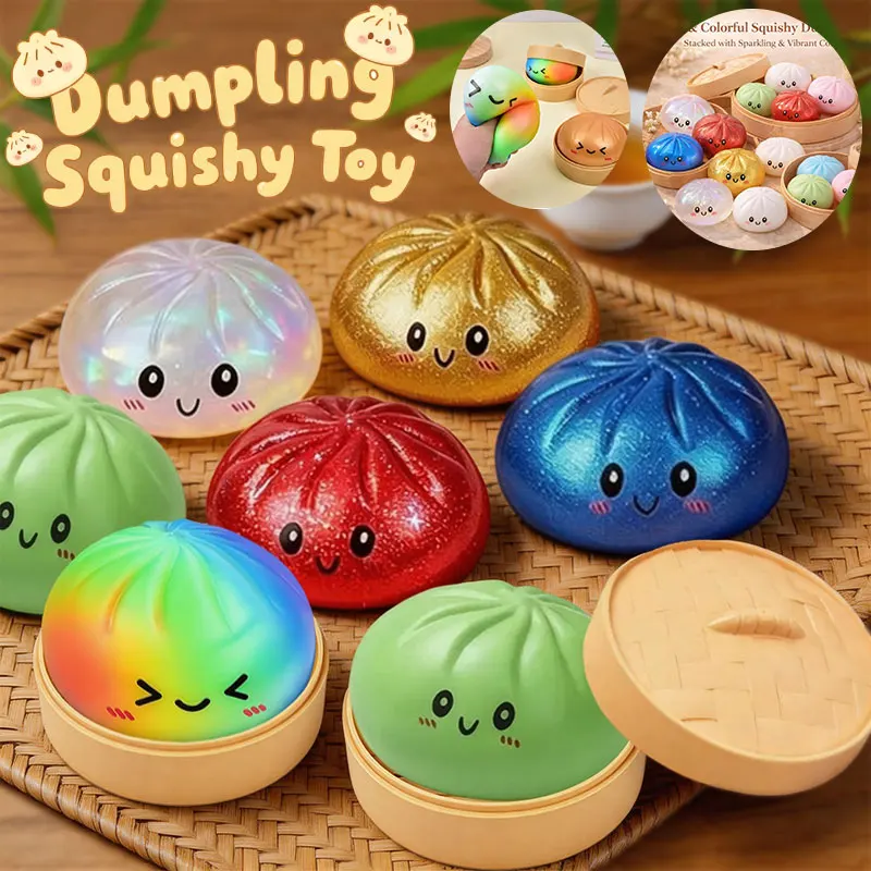 Simulated Colorful Dumpling Squishy Stress Relief Steamed Stuffed Bun Super Soft Slow Rising Decompression Toy for Birthday Gift