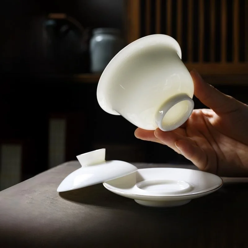 Traditional Chinese Style Ceramic Gongfu Tea Set Simple Office Guest Visitation Home Use Small Tea Tray Yangliyu Porcelain Set