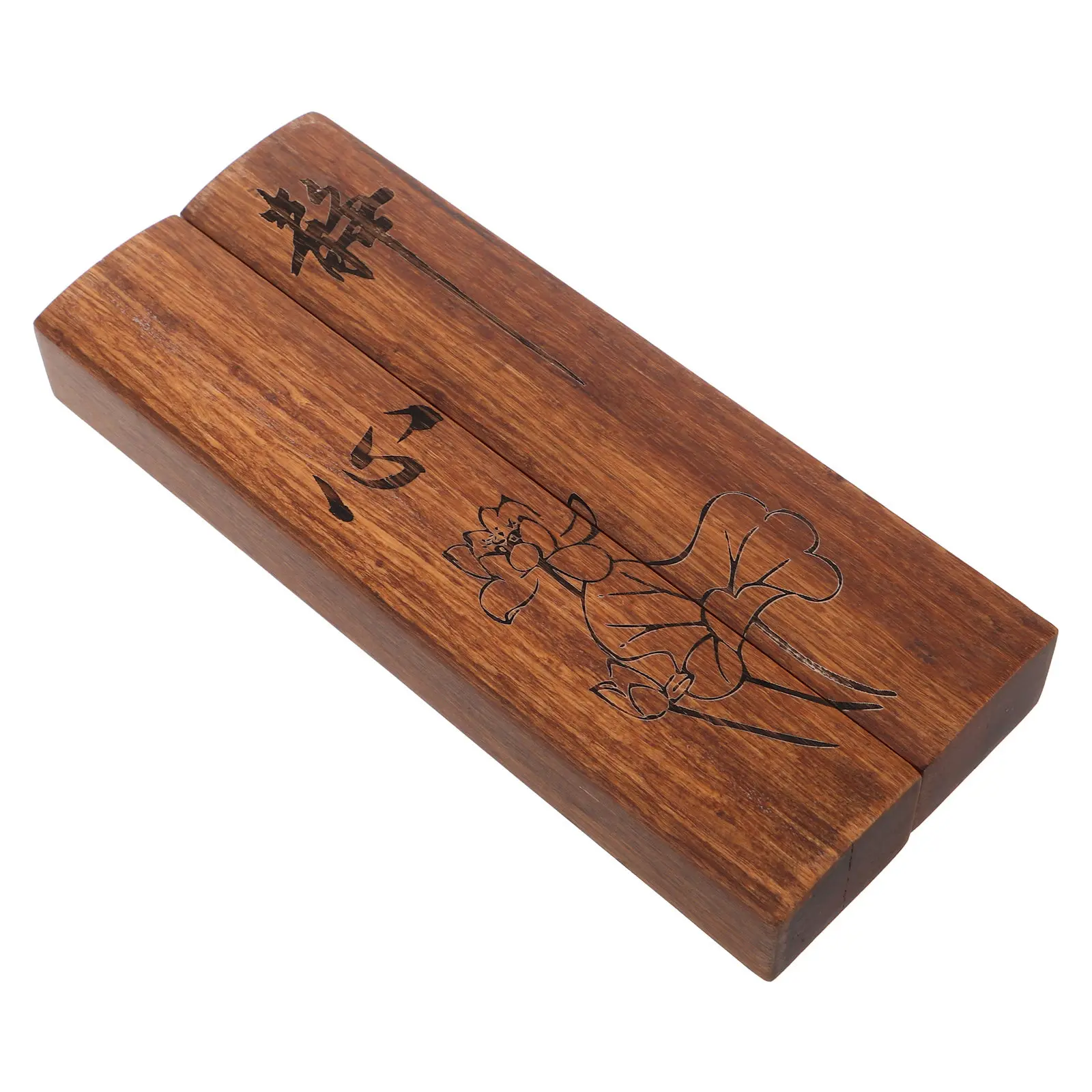 

2Pcs Solid Wood Chinese Calligraphy Paperweight Hand-Carved Traditional Motif Natural Grain Rice Paper Scroll Weight for Brush