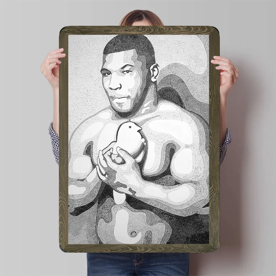 Mike Tyson and Dove Art Metal Tin Sign Home Decor Living Room Bedroom Wall Art Creative Figure Hanging Painting